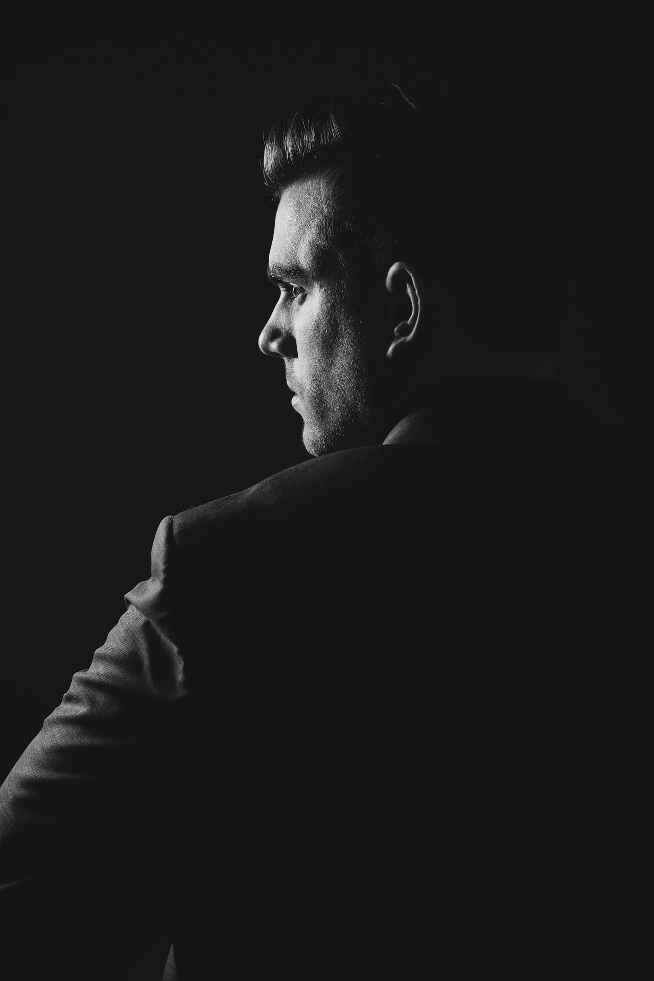 elegant man in profile